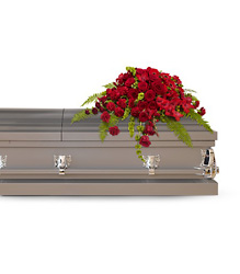 Red Rose Sanctuary Casket Spray from Swindler and Sons Florists in Wilmington, OH